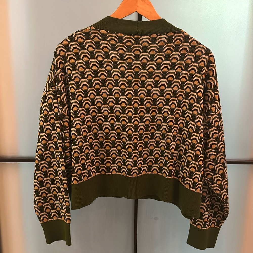 STRADIVARIUS Oversized Print Cropped Cardigan Sweater - Picture 2 of 2